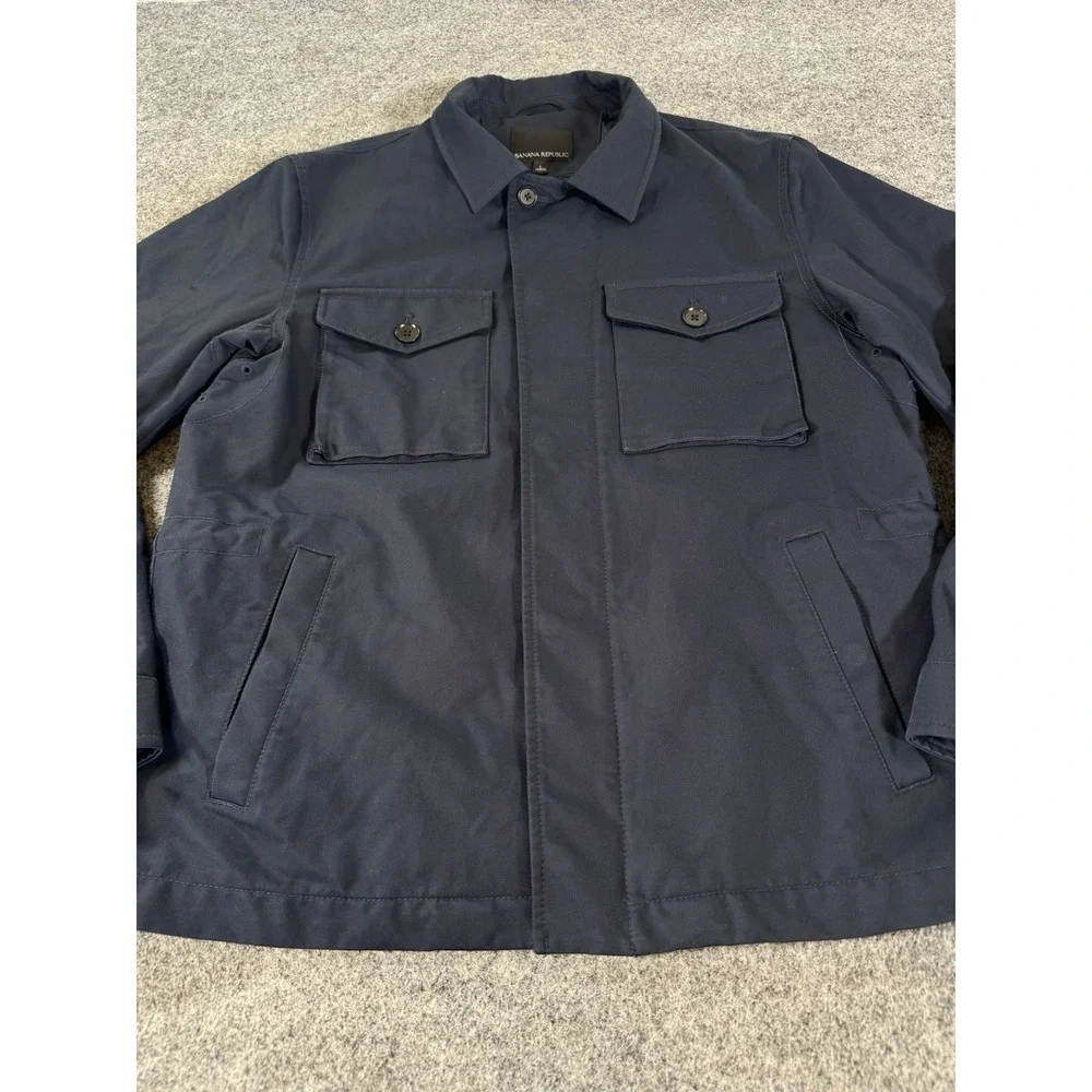 Banana Republic Men's Large Navy Blue Utility Field Jacket Cotton Nylon Lined